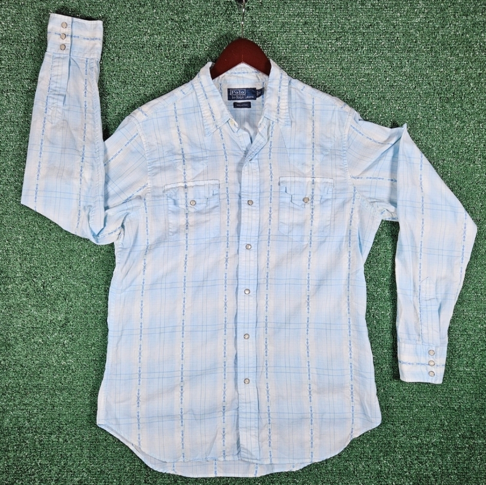 Vintage Polo By Ralph Lauren Pearl Snap Western Shirt / Mens Size Medium